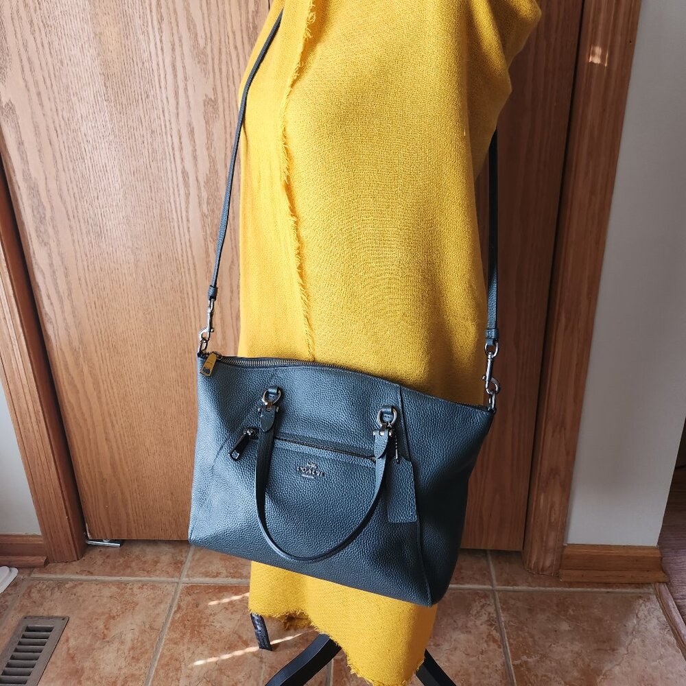 COACH Moss Green pebble leather gunmetal hardware Prairie Satchel 58874